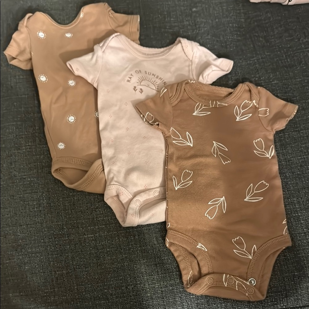 Baby One Piece Set - Brown and Cream